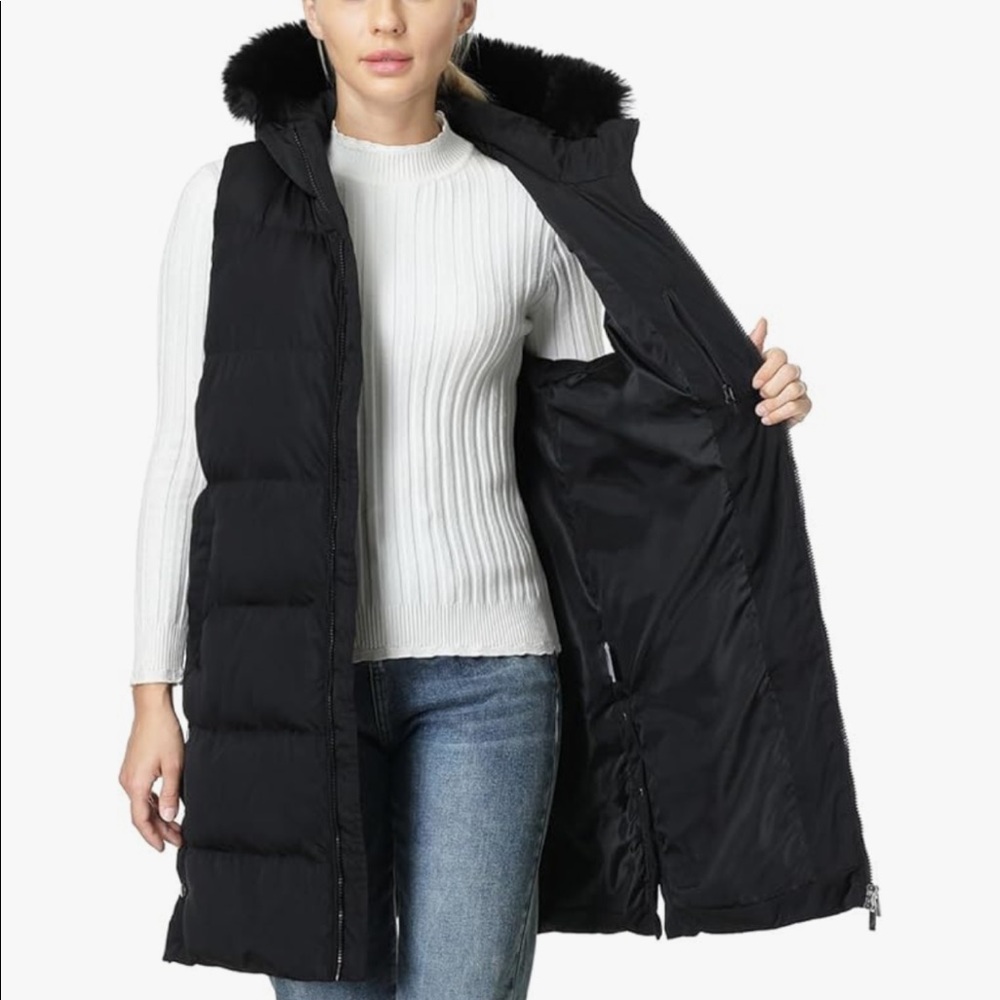 Women's Waterproof Long Puffer Vest Sleeveless Warm Winter Coat - Picture 5 of 8